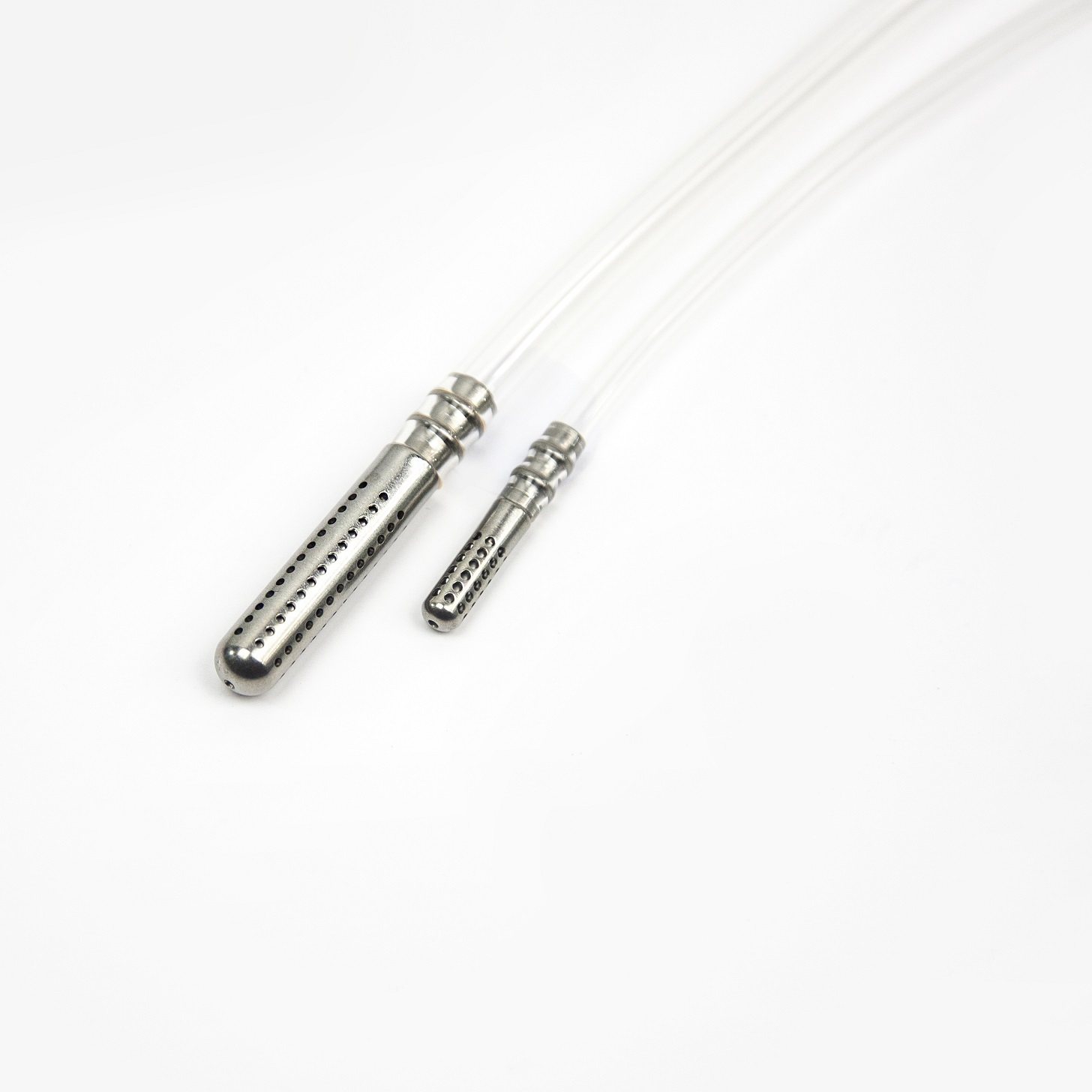 TEMED Sucker and TEMED Mini Sucker — surgical steel atraumatic suction tips with tubing