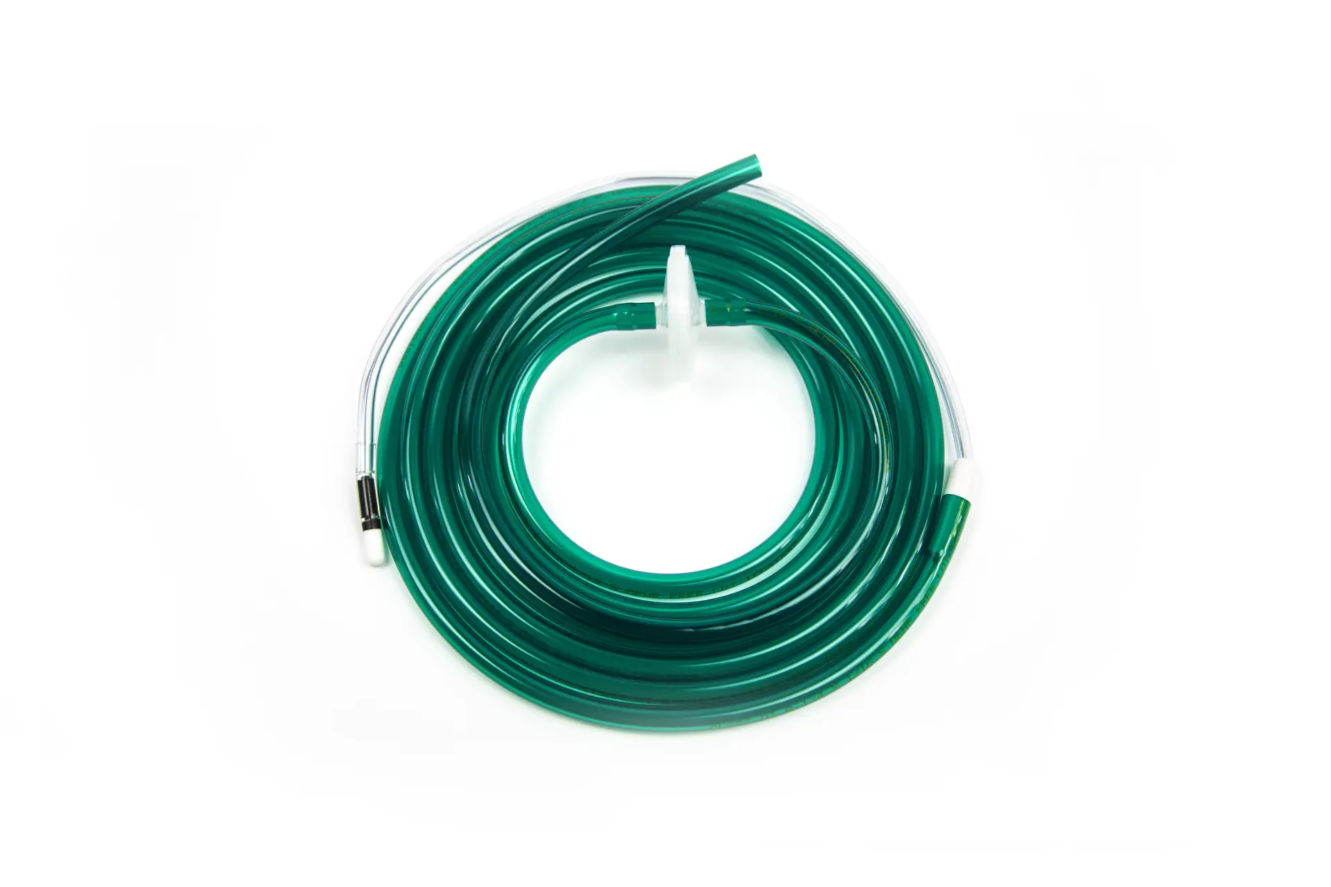 TEMED Insufflator — coiled flexible CO₂ insufflation tubing with connector